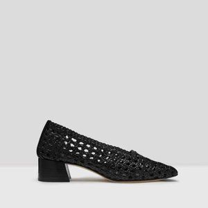Miista  Black Woven Leather Heels